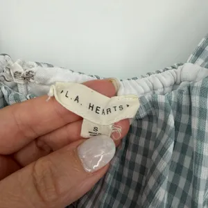 L.A. Hearts Gingham Mini‎ Dress Womens Small Sage Green Excellent Tie Shoulder thumbnail 3