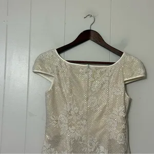 Vintage 90s Scott McClintock Petites Lace Gold Iridescent Bridal Dress 8 Wedding thumbnail 10