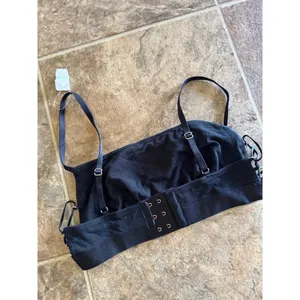Aerie Real Good Strappy Side Lace Up Bralette Black Size Small thumbnail 6