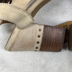 Crevo‎ Footwear Beige Leather Block Heel Sandals Memory Foam Studded Boho 10 thumbnail 16