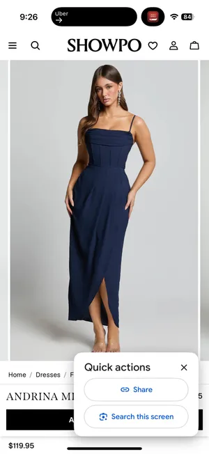 NWT Showpo ANDRINA MIDI DRESS High Low Wrap Corset Dress In Navy thumbnail 3