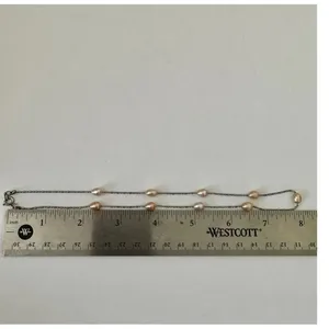 Silver tone pearl dainty choker necklace Silver thumbnail 4