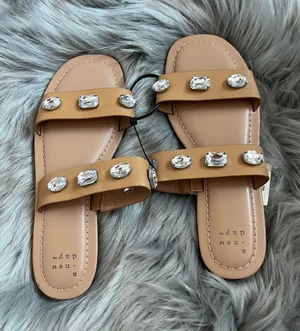 NWT A New Day Tan Sandal Slides Large Rhinestones sz 6 thumbnail 1