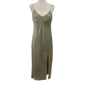 Show Me Your Mumu Zio‎ Dress Slip Satin Cheetah Print Sage Green Size Small thumbnail 3