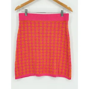 Free Assembly Pink Orange Textured Knit Mini Sweater Skirt Size Medium NWT‎ thumbnail 3