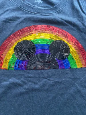 Disney Pride Tank Womens Sz Medium Black Rainbow Sequin Mickey Design NWT thumbnail 3