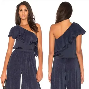 Revolve Capulet Vanessa Navy Blue Ruffle One Shoulder Top Size S thumbnail 2