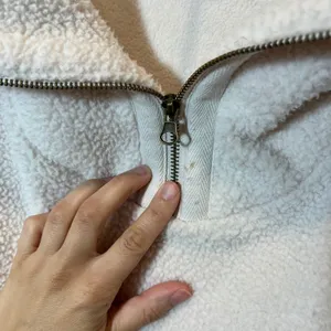 Free People Women's Sherpa Fleece Quarter Zip Pullover Cream White Cropped Small thumbnail 4