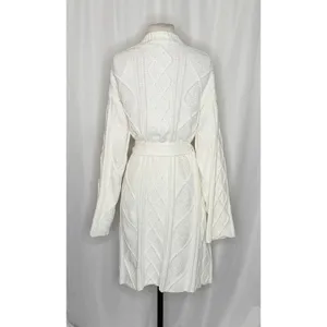 BEACH RIOT Rinna Chenille Robe Cream Cable Knit Belted Pockets X-Small Small thumbnail 9