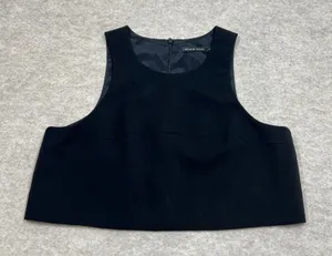 Black Halo Womens Sleeveless Crop Top Black Sz 8 Round Neck Zip Back Blouse‎ GUC thumbnail 1