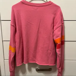 Aerie Pink Yellow Orange Stripe Crewneck thumbnail 2