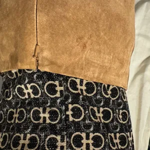 Anonymous John Carlisle Tan Suede Leather A-Line Midi Skirt Size 14‎ Camel Brown thumbnail 6