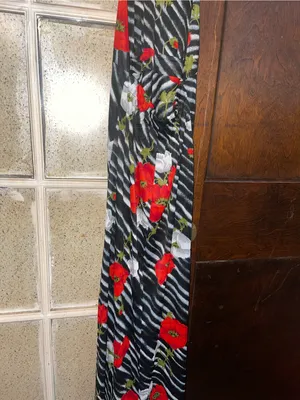 Vintage Floral Halter Zebra Maxi Dress, Red Floral on Black - Sz XS thumbnail 5