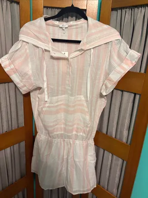Tavik Pink and White Striped Romper Jumpsuit thumbnail 1
