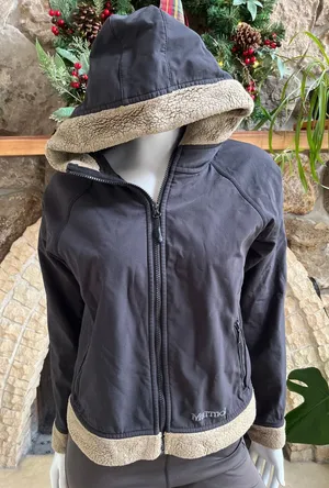 Marmot Fleece Lined Full Zip Black Hooded Jacket Women's Size Medium thumbnail 1