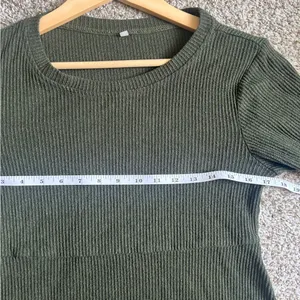 Olive Green Ribbed Knit Top Babydoll Blouse Maternity Casual Comfy Medium thumbnail 5