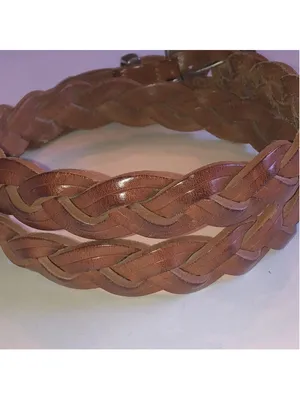 Braided Brown Leather Size Medium Merona Belt thumbnail 4