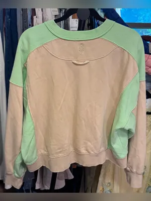 NWOT Free People FP Movement Intercept Color Block Pullover - Sesame Limezest- L thumbnail 8