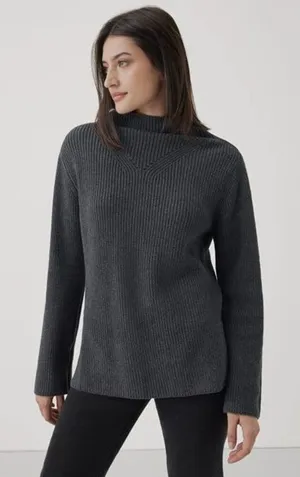 ✨Pact Women's Fisherman Knit Tunic Grey Sz Large Sweater✨ thumbnail 1