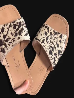 Chinese Laundry Regina / Moonshine Cow Print Calf Hair Slide Sandals thumbnail 1
