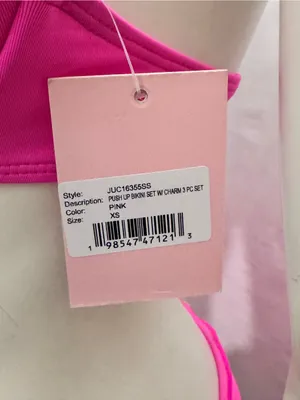 Juicy Couture Hot Pink Underwire Bikini Set with Mesh Sarong Coverup Size XS thumbnail 9