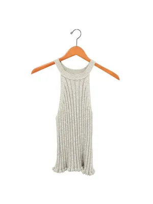 Anthropologie Pilcro Halter Ribbed Sweater Tank Top in Grey M thumbnail 4