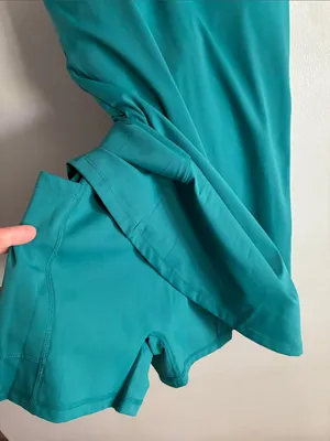 Teal Athletic Tennis Dress Romper Built In Shorts Adjustable Straps XS thumbnail 5