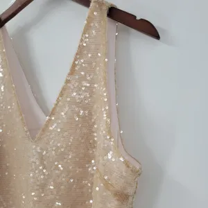 A New Day Womens Sequin Tank Top Medium Cream Sleeveless V Neck Holiday Party thumbnail 9