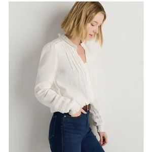 Quince NWT Organic Textured Cotton Peasant Blouse thumbnail 2