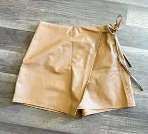 Zara camel faux leather skort thumbnail 1