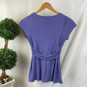 Boden Purple Short Sleeve Twist Bodice Top 2 thumbnail 3