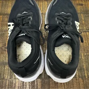 Hoka Women’s Bondi 8 black white running shoe sneaker 9.5B thumbnail 5