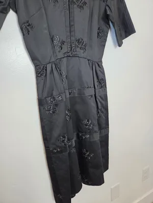 The Dressmaker Custom Dress Satin Brocade Floral Black Midi Fit N Flare Small thumbnail 4