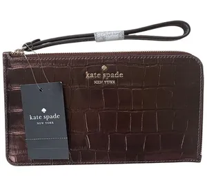 NWT Kate Spade Leather Medium Zipper Wristlet Bronze Retail $159.00 thumbnail 1