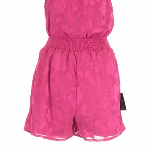 Lulus Here for the Fun Magenta Burnout Floral Jacquard Romper XS Coquette thumbnail 9