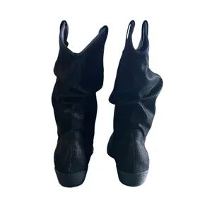 American Rag Black‎ Western Cowboy Boots Ruched Slouchy Block Heel Ankle Boot thumbnail 6