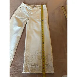 Soft Surroundings The Ultimate Wide Leg Crop Jeans Embroidered Ivory 6 thumbnail 6