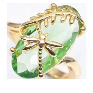 Elegant Gold and Green Dragonfly Ring thumbnail 2