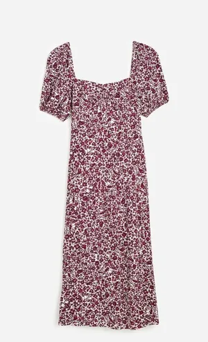 NWT Madewell Puff Sleeve Sweetheart Midi Dress in Floral 4 need left arm elastic thumbnail 6