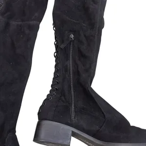 Charles by Charles David Black Faux Suede Lace Up Over The Knee Boots Size 7 thumbnail 4