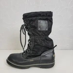 Coach Shaine Boots 5.5 Womens Black Leather Lace Up Round Toe Signature Logo thumbnail 5