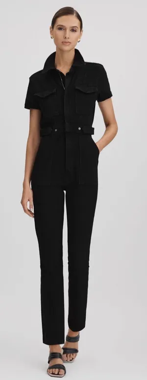 Good‎ American Black Good American Denim Jumpsuit size large NWT thumbnail 1