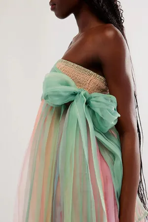 Free People NWT In Rainbows Mini Dress in Peach. Size Medium. thumbnail 3