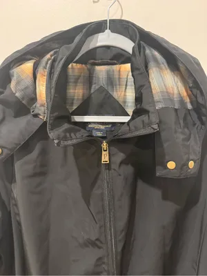 Pendleton Women's Full Zip Jacket Black Plaid Trench Rain Coat XL thumbnail 3