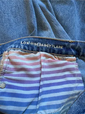 American Eagle Strigid Low Rise Baggy Flare Distressed Jeans Rainbow Size 10 thumbnail 12