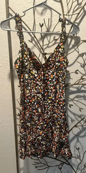 90s black floral dress thumbnail 1