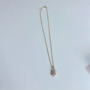 Rhinestone K Pearl Pendant Necklace‎ Gold thumbnail 2