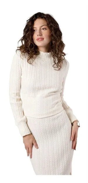 Bog Band Of The Free‎ Raquel Ivory Ribbed Knit Pullover Shirt Mock Neck Size Xs thumbnail 1