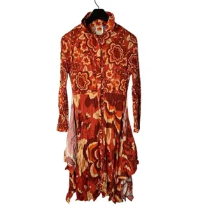 Farm Rio Long-Sleeve V-Neck Floral Midi Shirt Dress women's size medium thumbnail 2