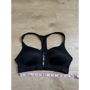 EUC Victoria Secret Pink ULTIMATE push cup zip front black sports strapy size M thumbnail 5